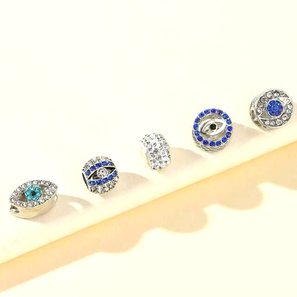 🆕🧿 5Pc Beautiful Rhinestone Evil Eye Charms NWT - Picture 2 of 5